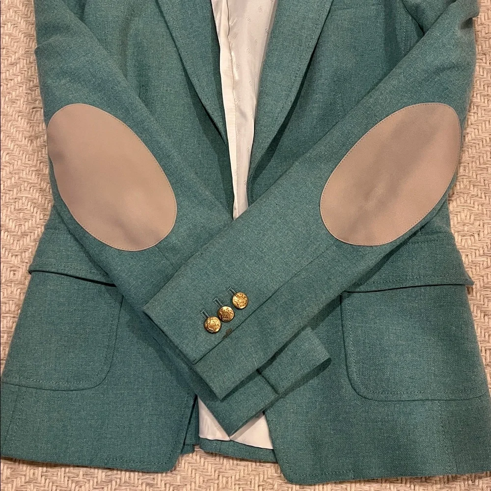 Sea Foam Green Wool-Blend Tailored Blazer - Picture 4 of 6